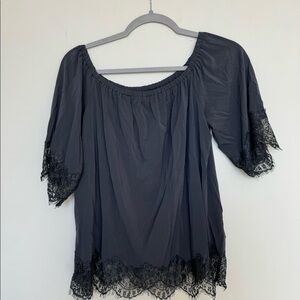 Banana Republic Off the shoulder lace trim shirt